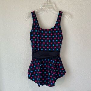 Lands’ End Vintage Union Made Polka Dot Retro Pin Up One Piece Swimsuit Size 10